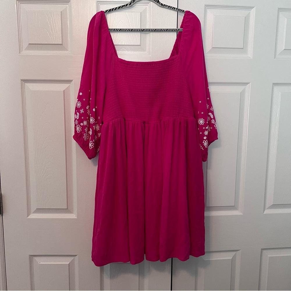 Torrid Pink Dress with Floral Sleeves Size 2X 18/20